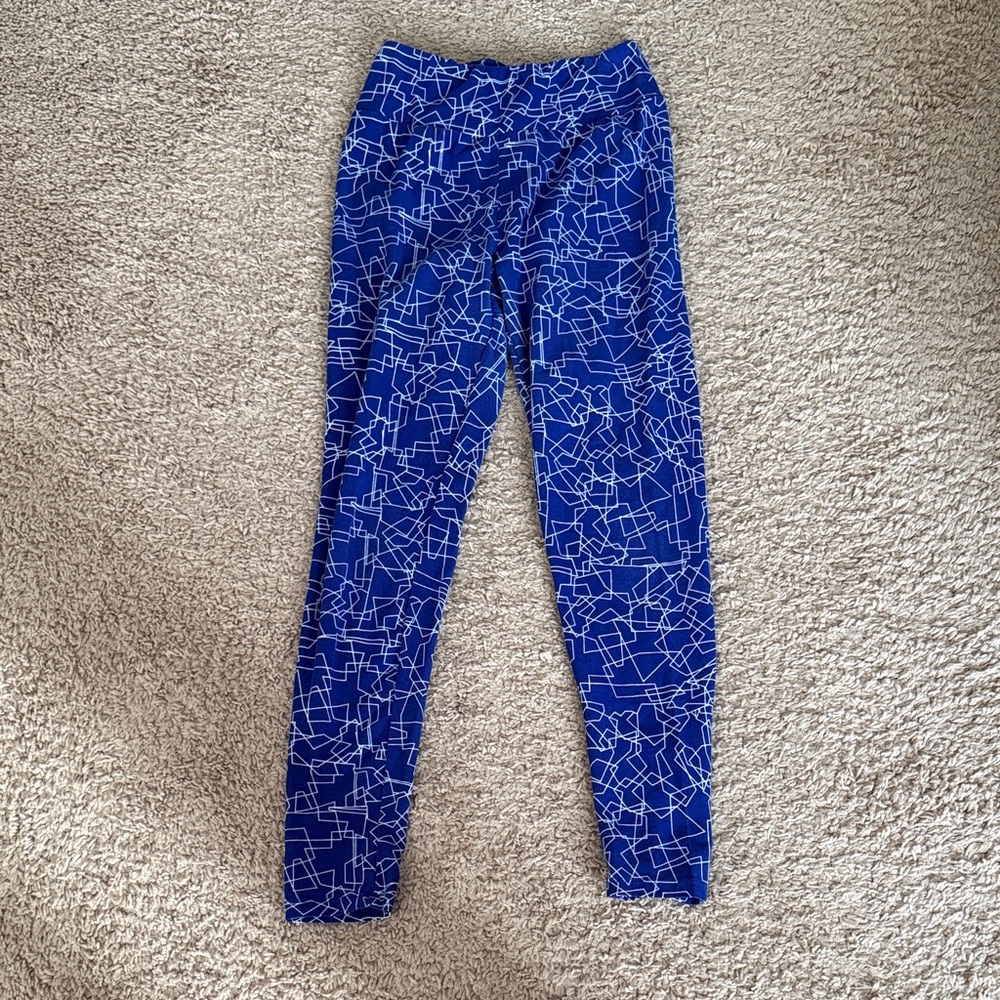 LuLaRoe Blue and White Patterned Leggings